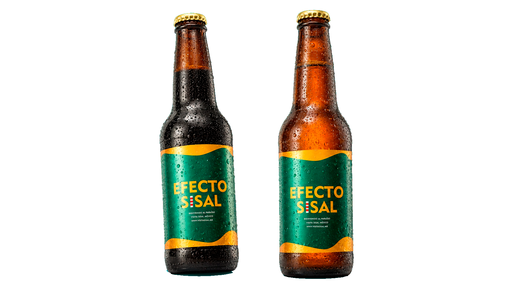 Etiqueta coleccionable de cerveza artesanal Efecto Sisal Pale Ale, souvenir de Sisal, Yucatán